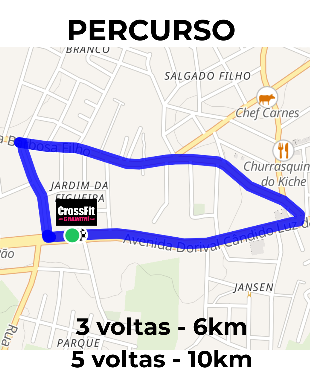 Mapa do percurso da Corrida por Kaline em Gravataí